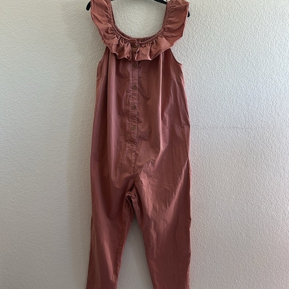 The Nines by Hatch Pink Ruffle Collar Cropped Jumpsuit - Picture 5 of 10